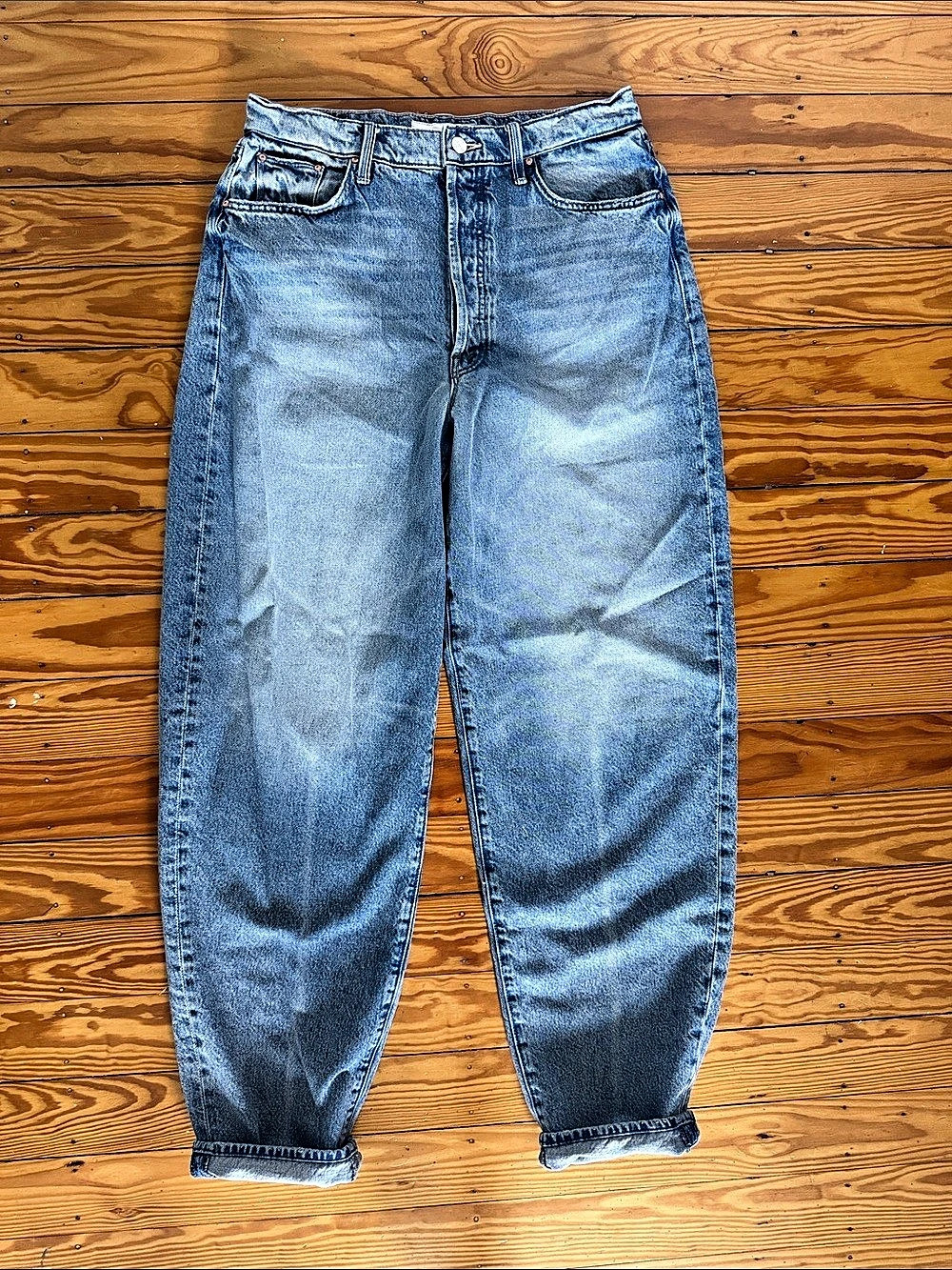 MOTHER The Fangirl Button Skimp Cuff High Rise Blue Jeans Waist 31